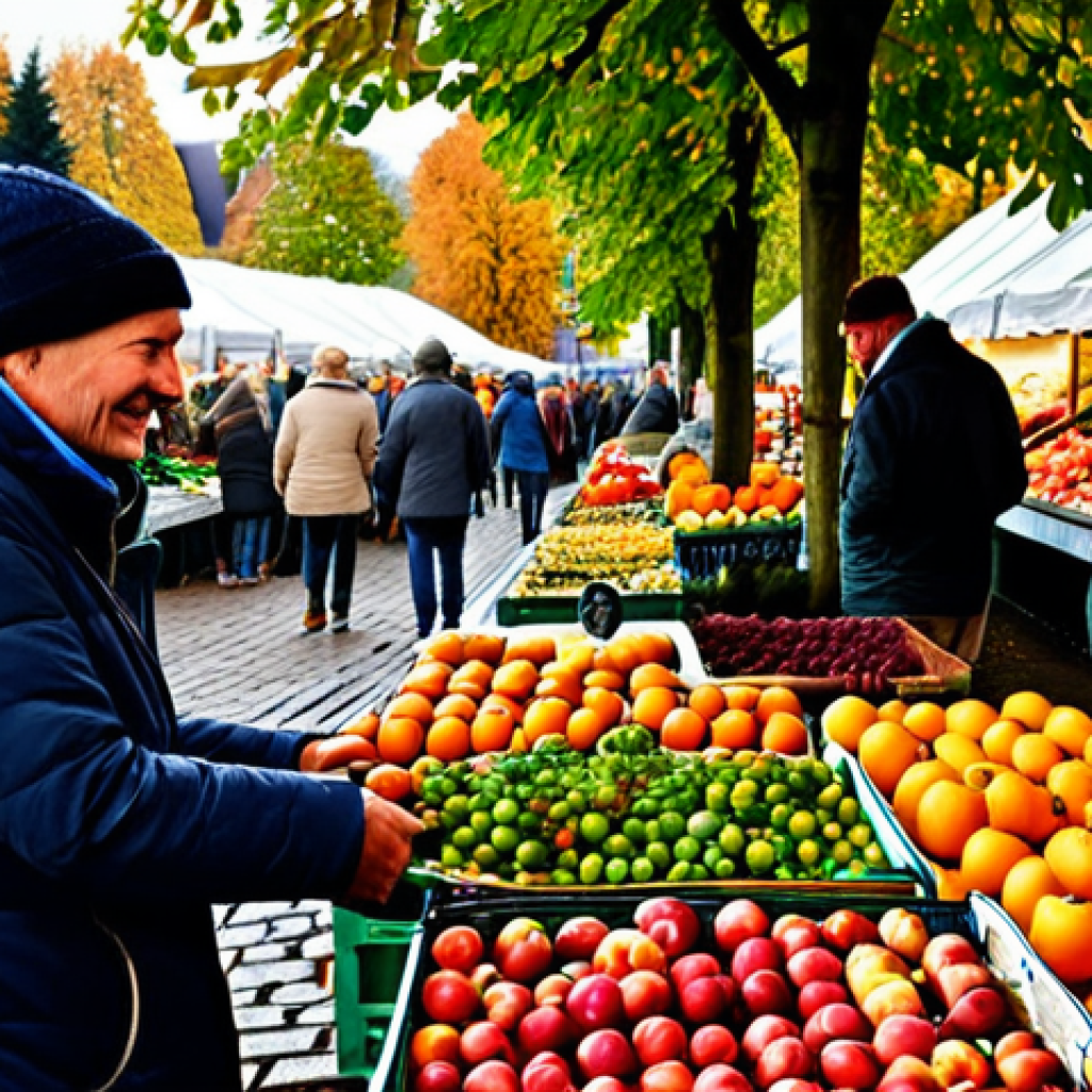지속 가능한 소비를 위한 맞춤형 솔루션 - **

A vibrant farmer's market scene in Germany during autumn. Focus on stalls overflowing with seaso...