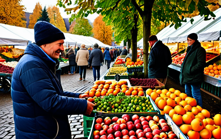 지속 가능한 소비를 위한 맞춤형 솔루션 - **

A vibrant farmer's market scene in Germany during autumn. Focus on stalls overflowing with seaso...