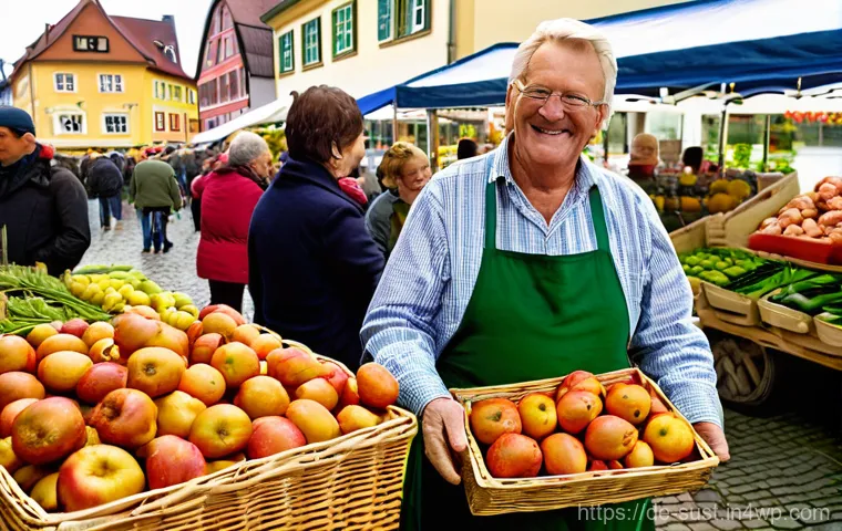 지속 가능한 소비를 위한 데이터 분석 기법 - **Prompt Title: Conscious Shopping with a Smart App in a German Supermarket**
    A vibrant, realist...