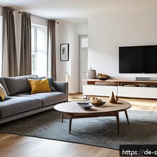 Home 33 지속 가능한 소비를 위한 가정 에너지 관리 방법 - A modern German living room featuring energy-efficient LED lighting with warm white tones creating a...